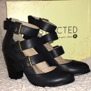 Restricted Buckled Block Heels